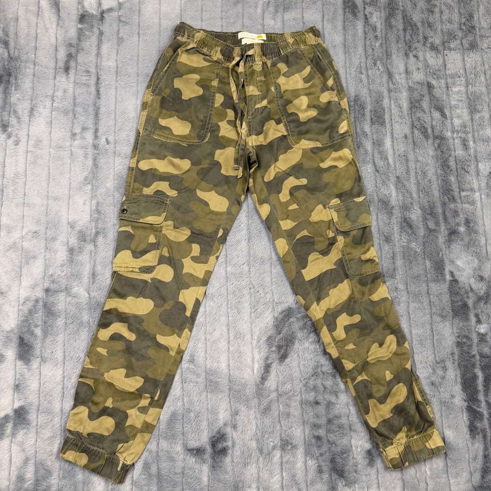 C&C California Womens XS Camo Cargo Jogger Pants Green Lyocell Elastic Waist